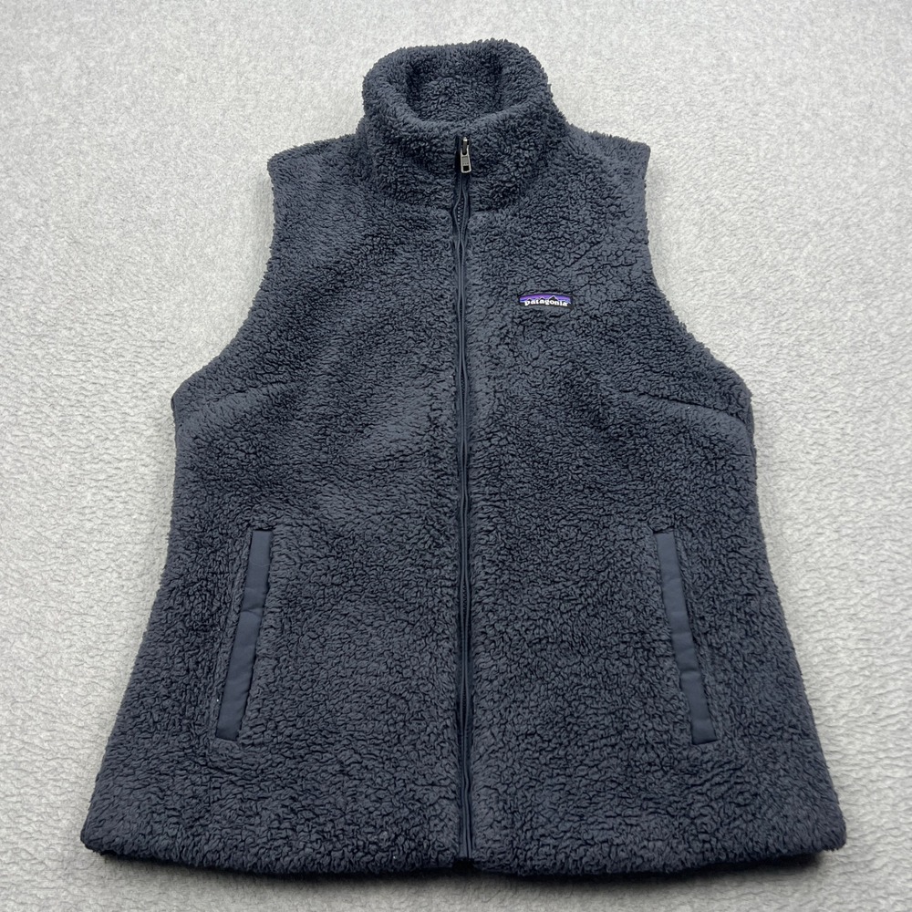 Patagonia Los Gatos Vest Womens Large Smolder Blue Sherpa Fleece Full Zip 25216
